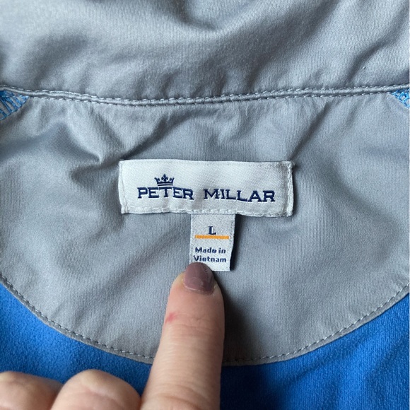 Peter Millar Golf Tech Blue and Gray Quilted Patterned Front Jacket-Large - Picture 2 of 10